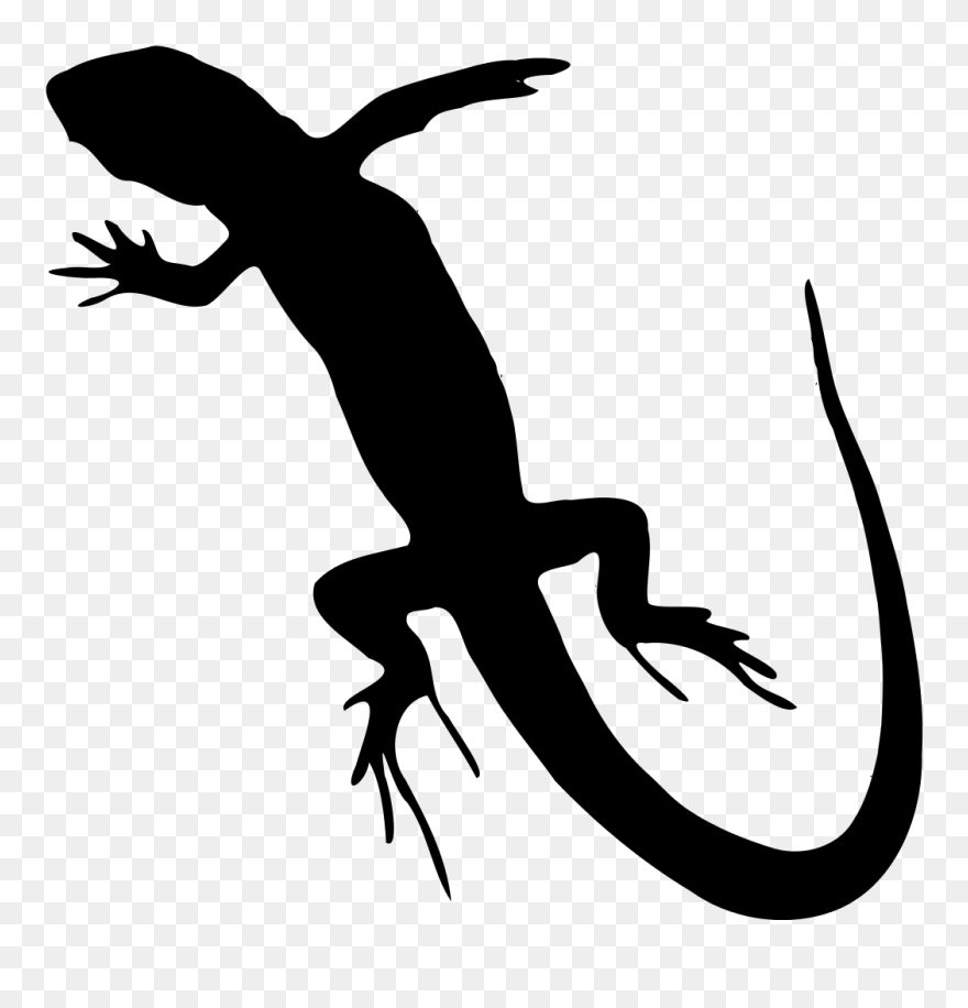 Bearded Dragon Silhouette Clipart Graphic Lizard Reptile - Lizard Clip Art Black And White - Png Download