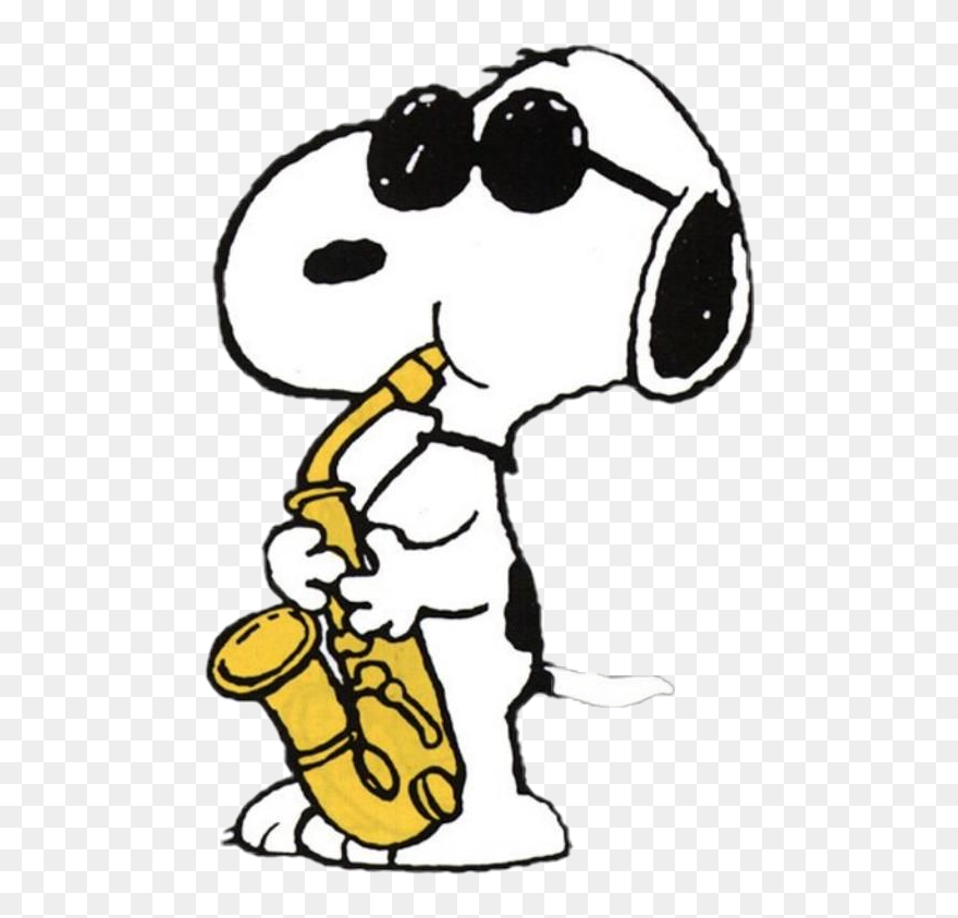 #snoopy #saxaphone #clipart - Snoopy Playing The Saxophone - Png Download