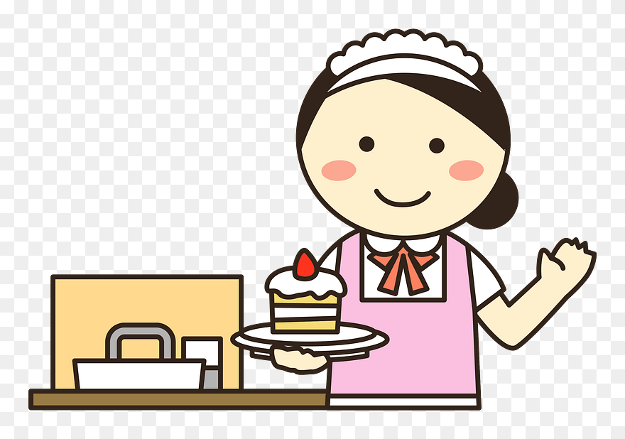 Cake Shop Waitress Clipart - アルバイト イラスト カフェ - Png Download