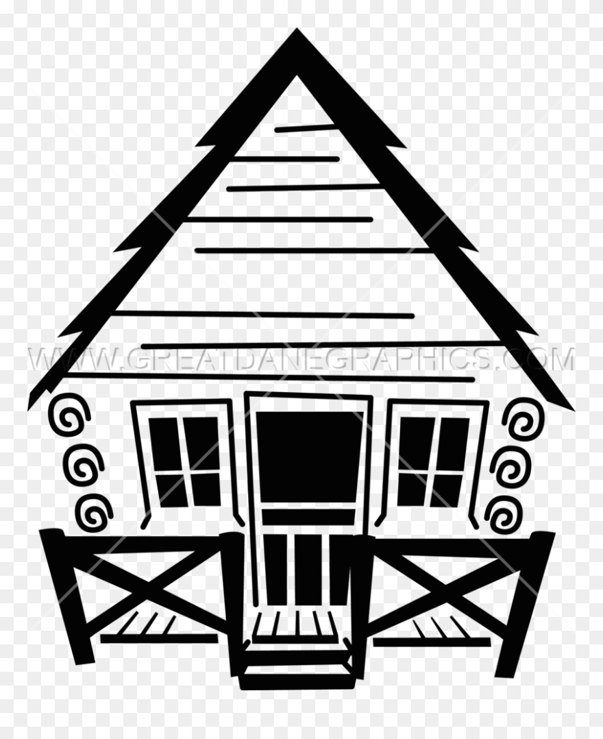 Clip Art Log Cabin Image Cottage Vector Graphics - Cabin Clipart Black And White - Png Download