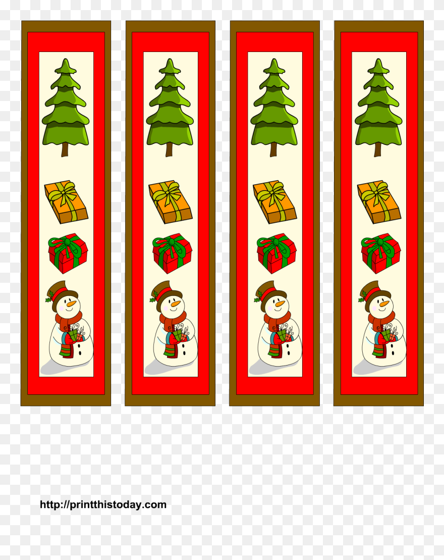 Snowman And Christmas Tree Bookmarks Clipart