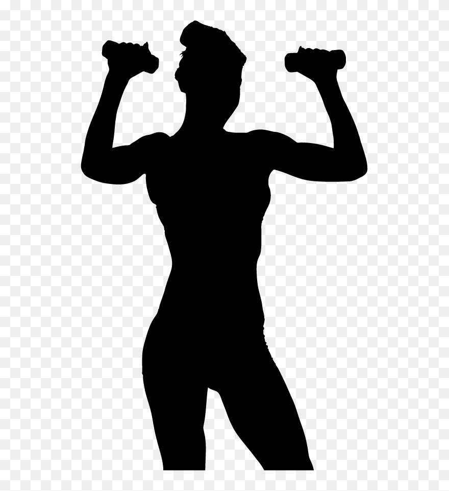 Weight Training Olympic Weightlifting Dumbbell Physical - Silhouette Women Flexing Muscles Clipart