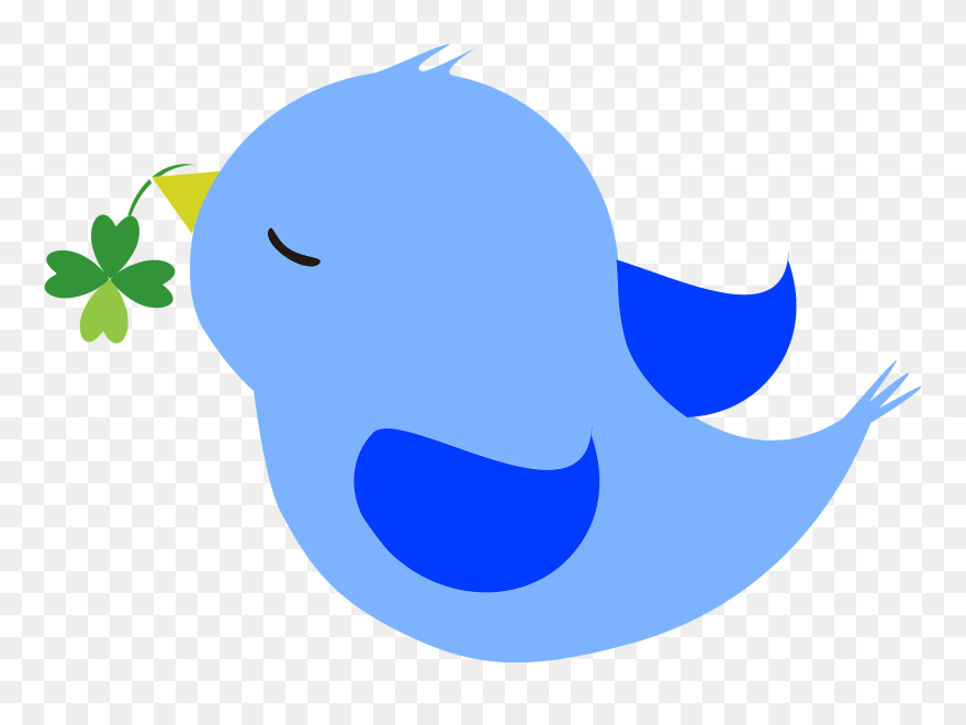 Blue Bird Clover Clipart - 小鳥 クローバー イラスト 無料 - Png Download