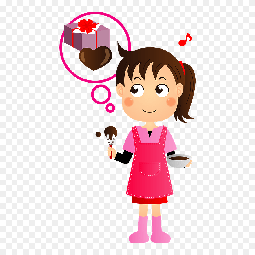 Valentine"s Day Girl Chocolate Clipart - Illustration - Png Download