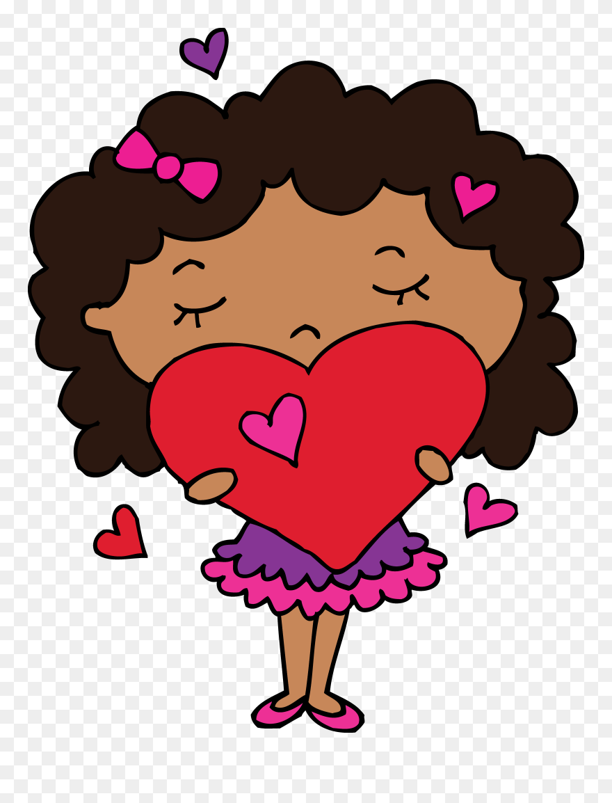 Cute Clipart Of Girl Holding A Heart - Heart Clip Art Cute - Png Download