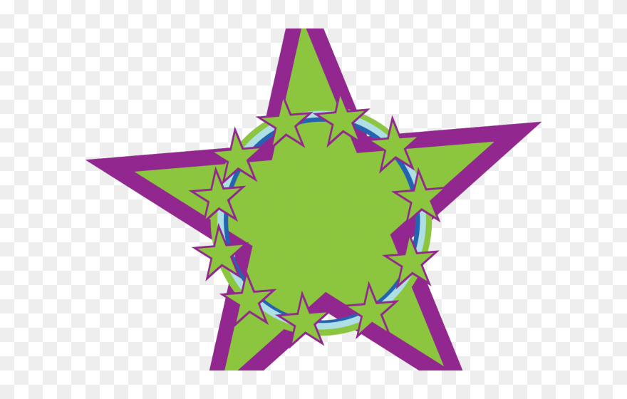 Shooting Star Clipart Rainbow - Purple And Green Stars - Png Download