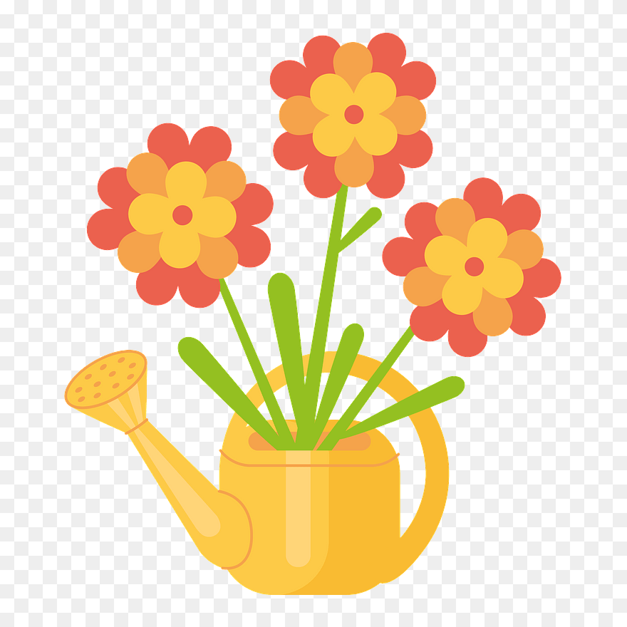 Flowers In Watering Can Clipart - Illustration - Png Download