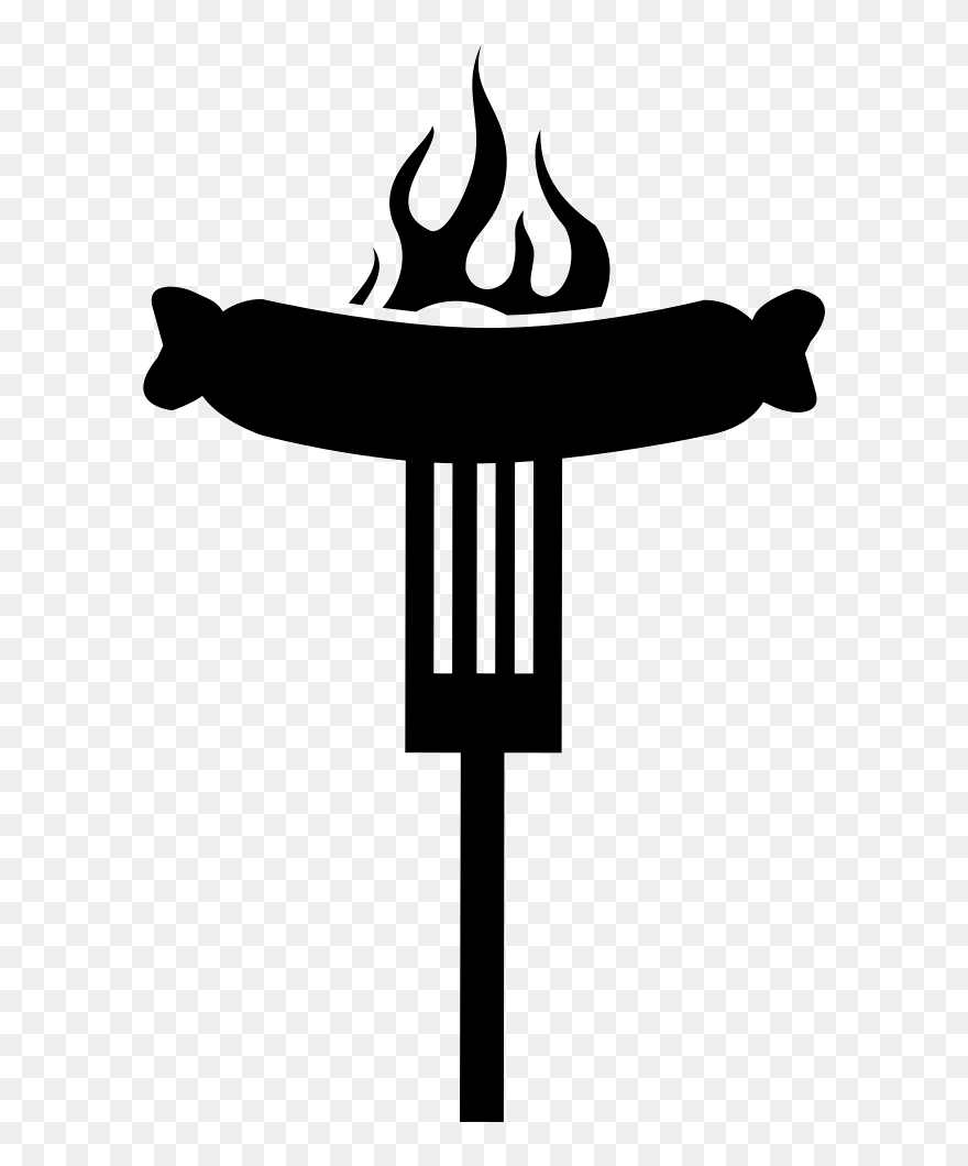 Burning Sausage On A Fork - Hot Dog On A Fork Clipart - Png Download