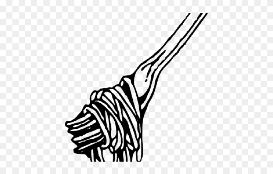 Noodle Clipart Fork - Pasta Black And White - Png Download