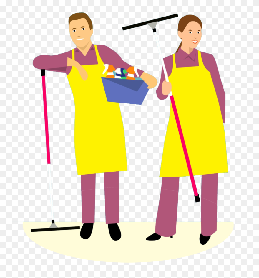 Family Cleaning The House Clipart Graphic Black And - Cleaning Husband And Wife Cartoon - Png Download