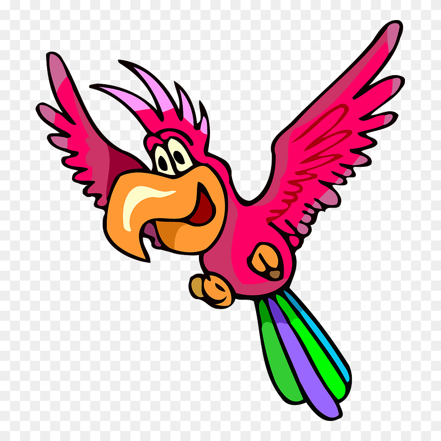 Pink,art,beak - Transparent Flying Parrot Clipart - Png Download