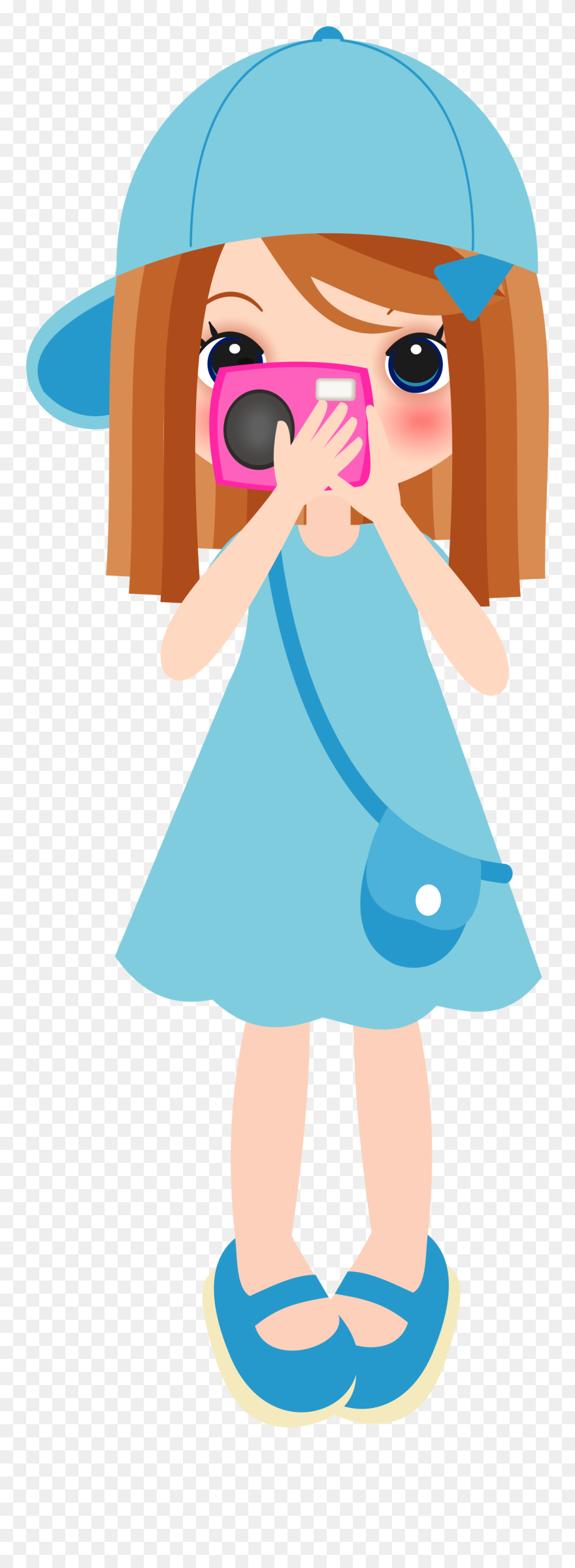 Girl Clipart With Camera - Png Download