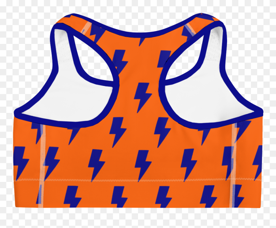 Orange & Blue Lightning Bolts Sports Bra - Checkered Sports Bra Clipart
