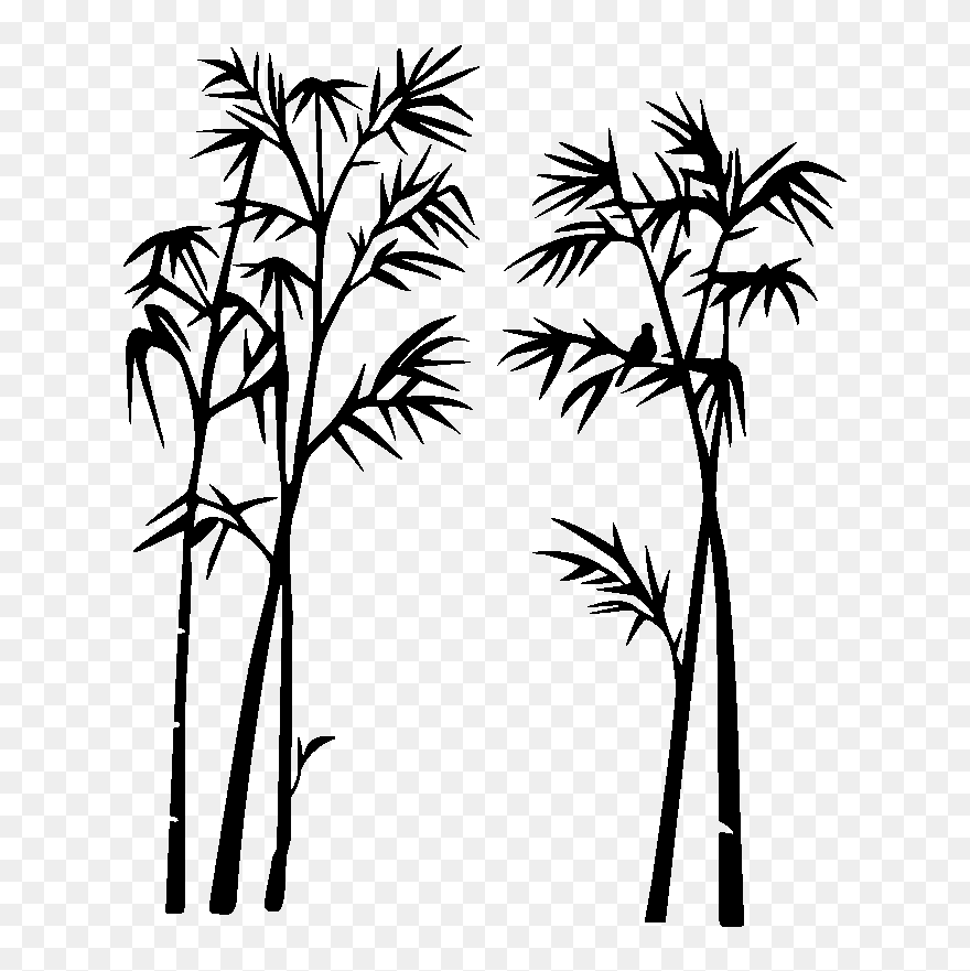 Bamboo Andother Tree Painting On Wall Clipart