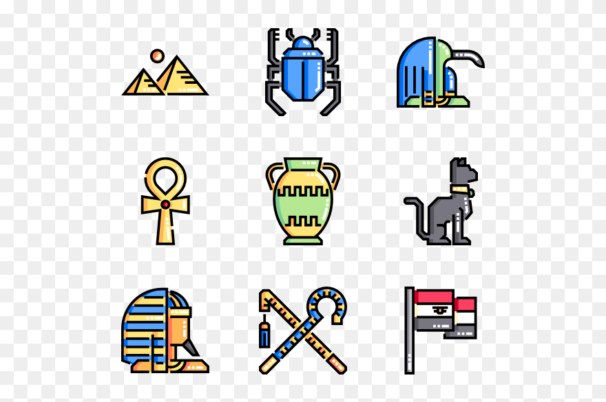 Vector Sand Desert Landscape - Egyptian Eye Pixel Art Clipart