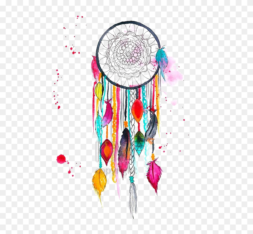 Colored Drawing Dreamcatcher - Dream Catcher Drawing Colour Clipart