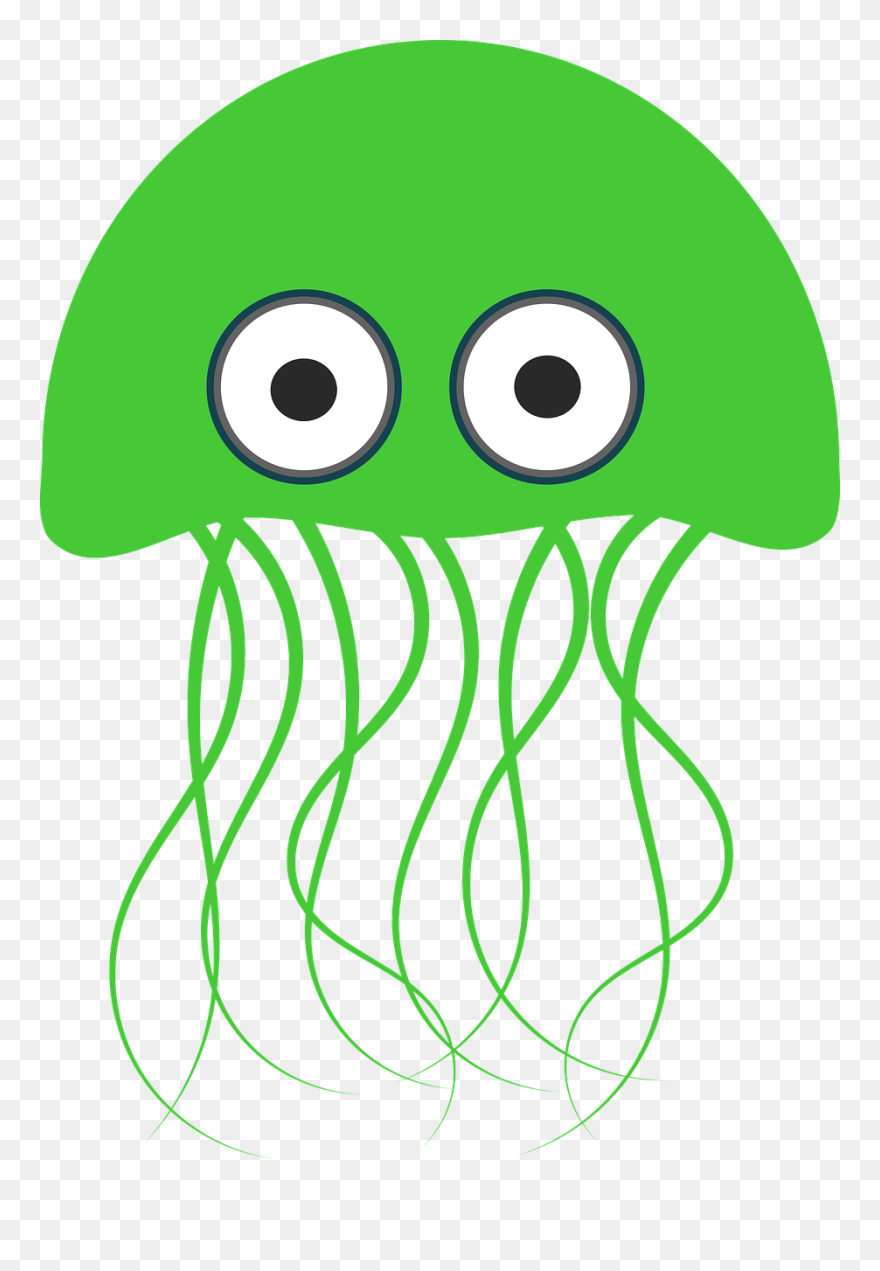 Jellyfish Clipart Green Jellyfish, Jellyfish Green - Jellyfish Clipart - Png Download