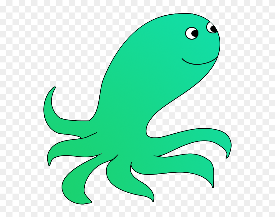 Green Cartoon Octopus - Clip Art - Png Download
