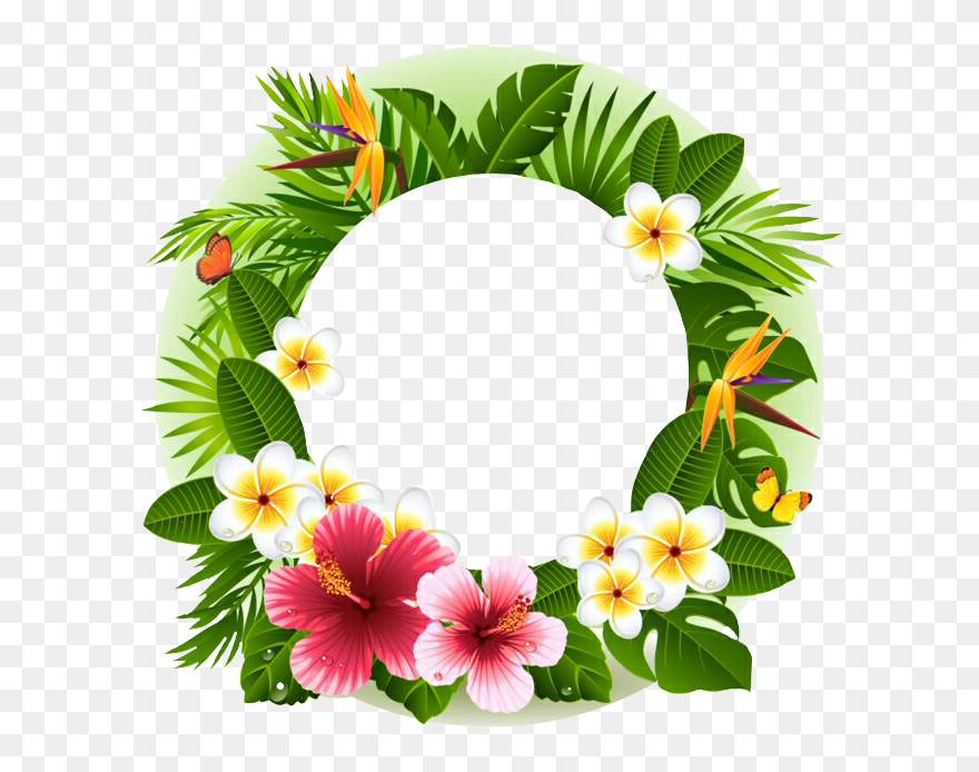 Flamingo Transparent Tropical Clip Art - Frame Hawaiian Border Png