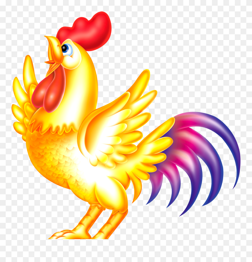 Chinese New Year Clip - Painting Golden Cockfighting On Black Background - Png Download