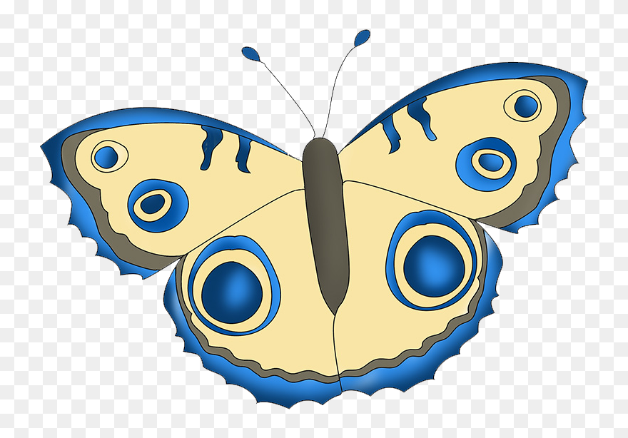 Blue And Beige Butterfly Drawing - Aglais Io Clipart