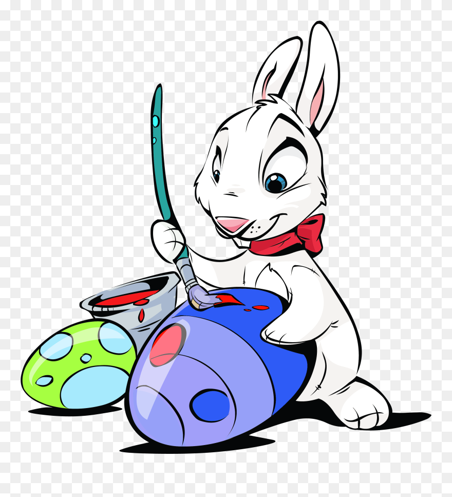 Transparent Rabit Png - Easter Bunny Painting Eggs Clipart