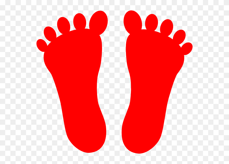 Foot Clipart Red, Foot Red Transparent Free For Download - Red Footprint Clipart - Png Download