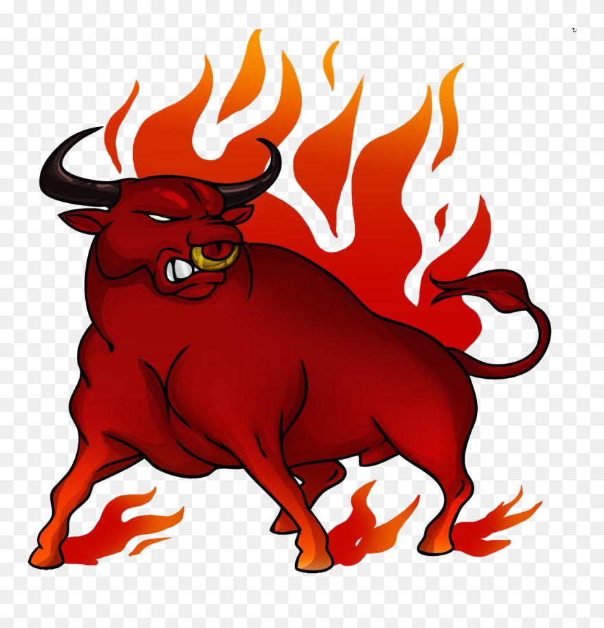 Bulls Clipart Fire - Raging Bull Clipart - Png Download