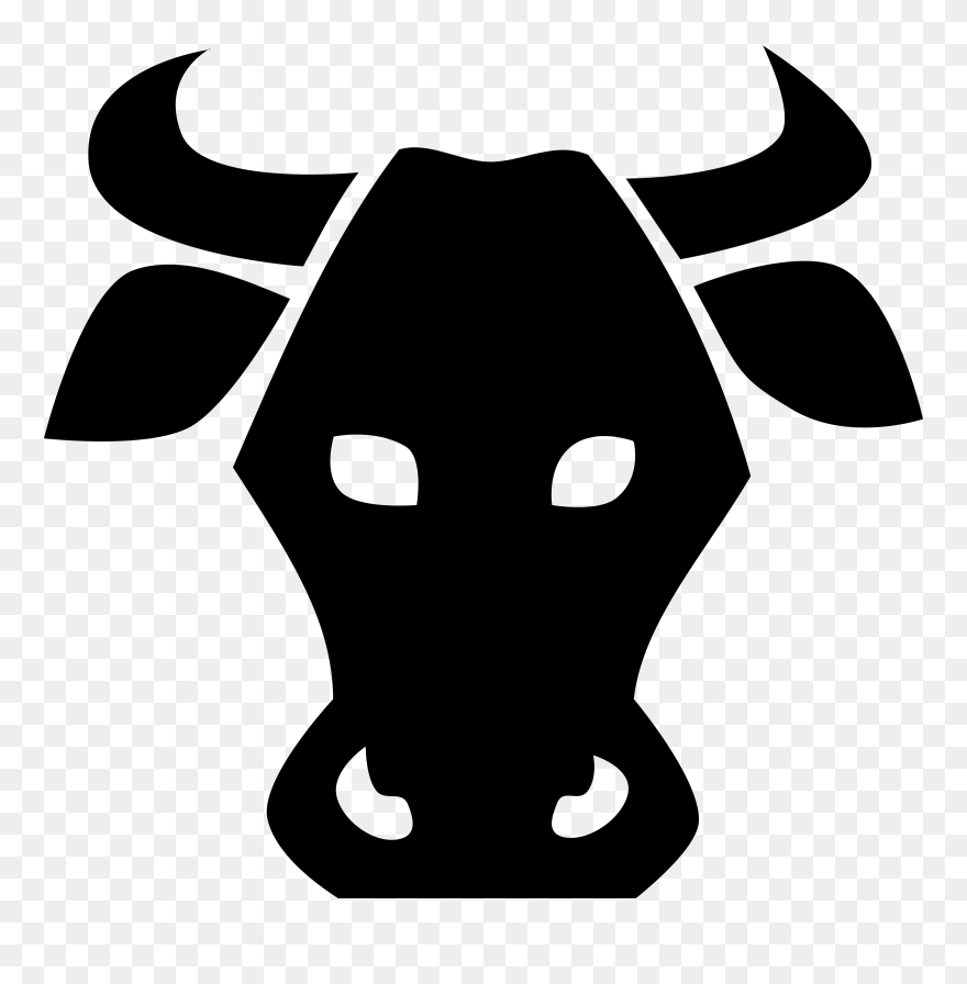 Bull Clipart Stencil - Cow Face Silhouette Front Vector - Png Download