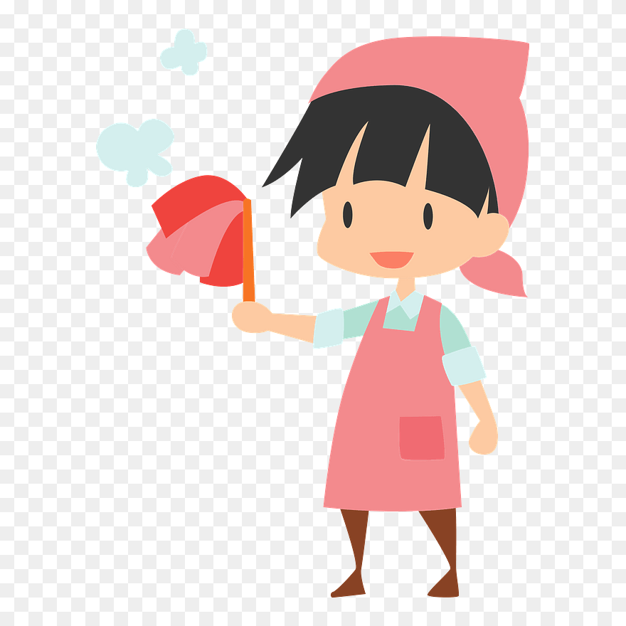 Woman Feather Duster Clipart - Cartoon - Png Download