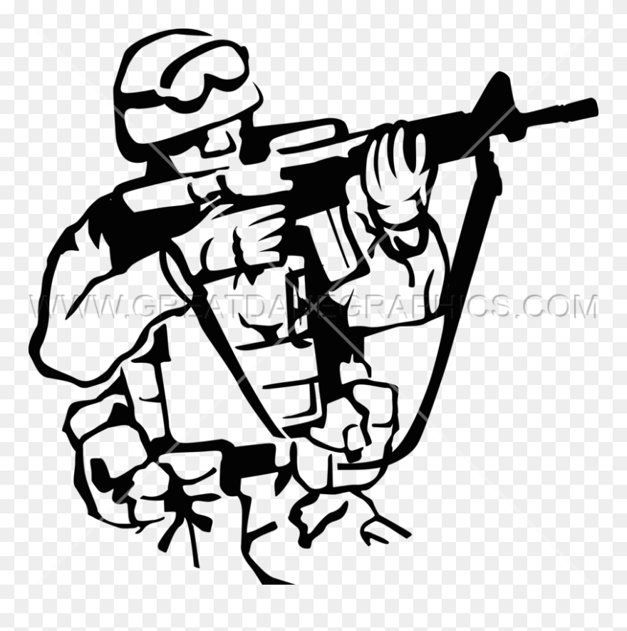 Simple Soldier Clipart Black And White - American Soldier Easy Drawing - Png Download