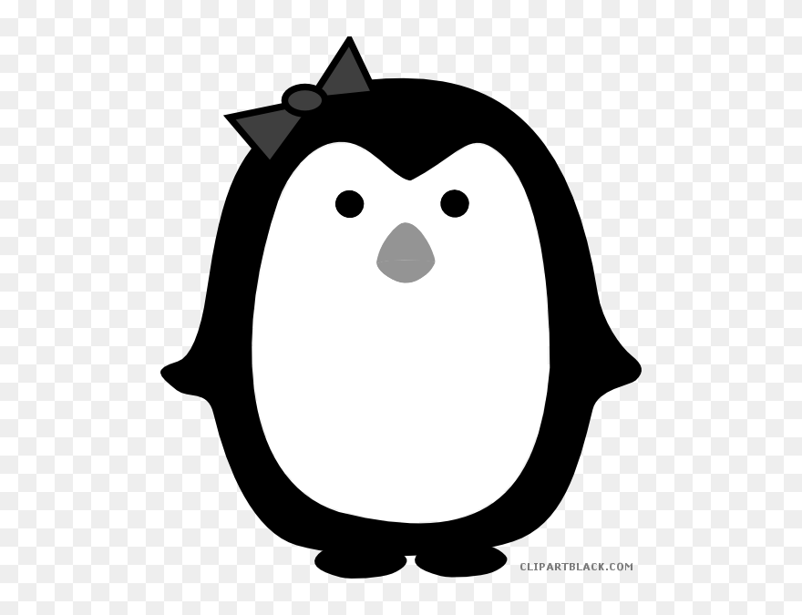 Girl Penguin Animal Free Black White Clipart Images - Penguin Clip Art - Png Download