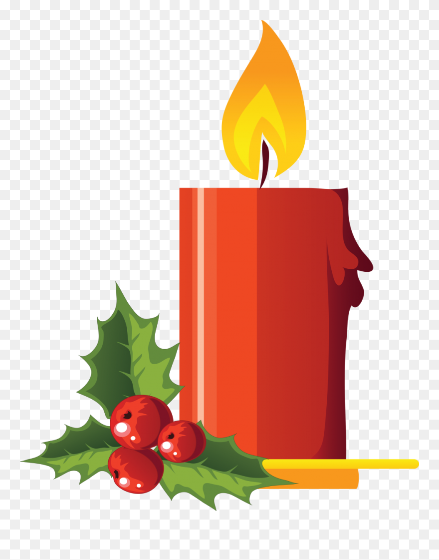 Large Christmas Candle With Mistletoe Png Image - Christmas Decor Clipart Png Transparent Png
