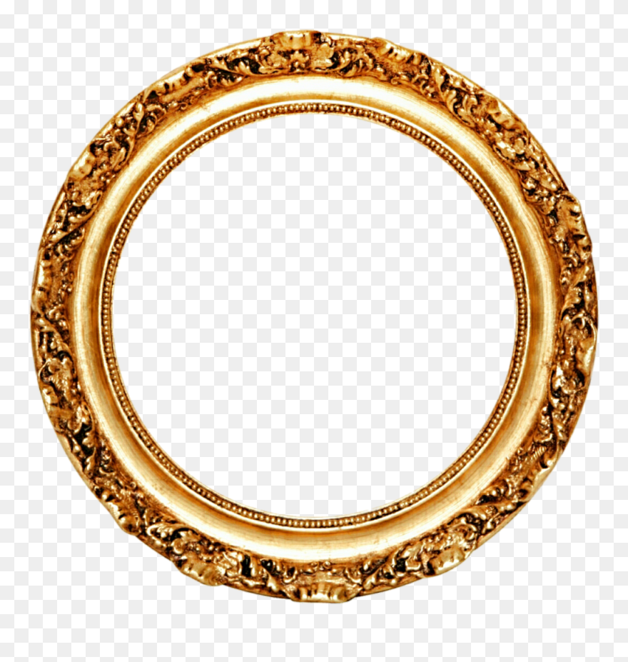 Picture Frame Mirror Circle Gold Leaf - Round Gold Frame Png Clipart