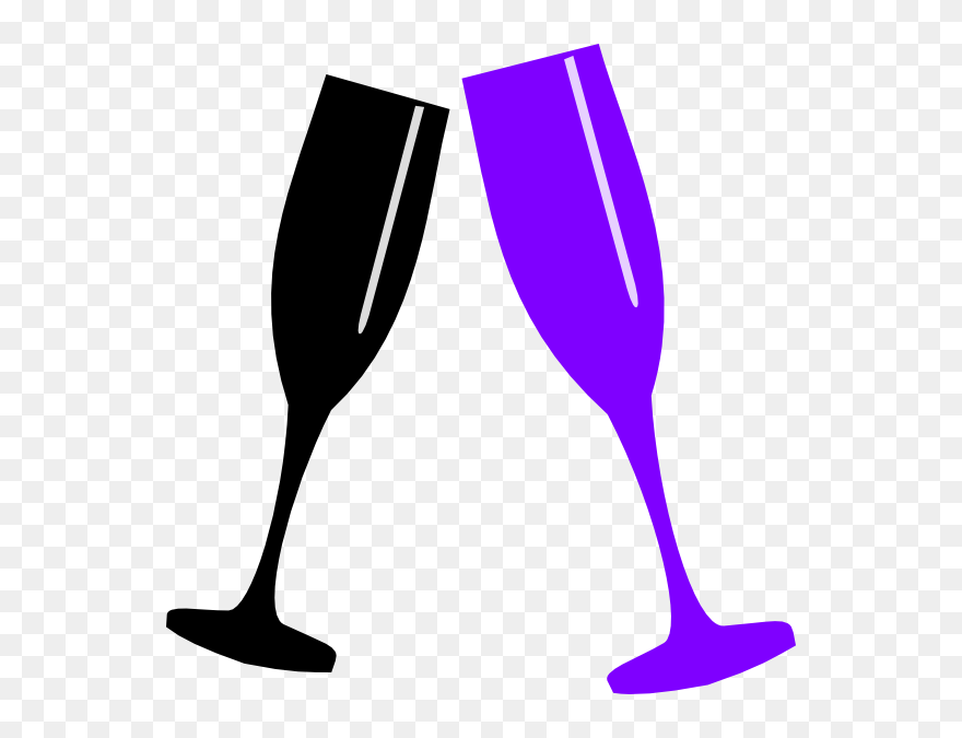 Transparent Empty Wine Glass Clipart - Black And White Champagne Glasses - Png Download