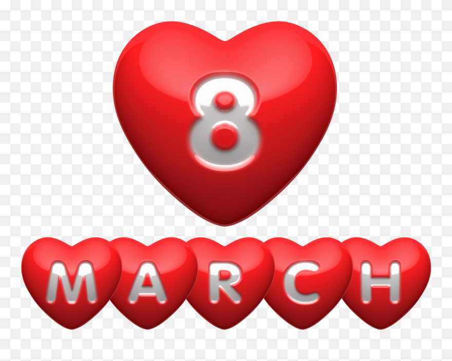 8 March Heart Text Decor Clipart Picture - March 08 - Png Download