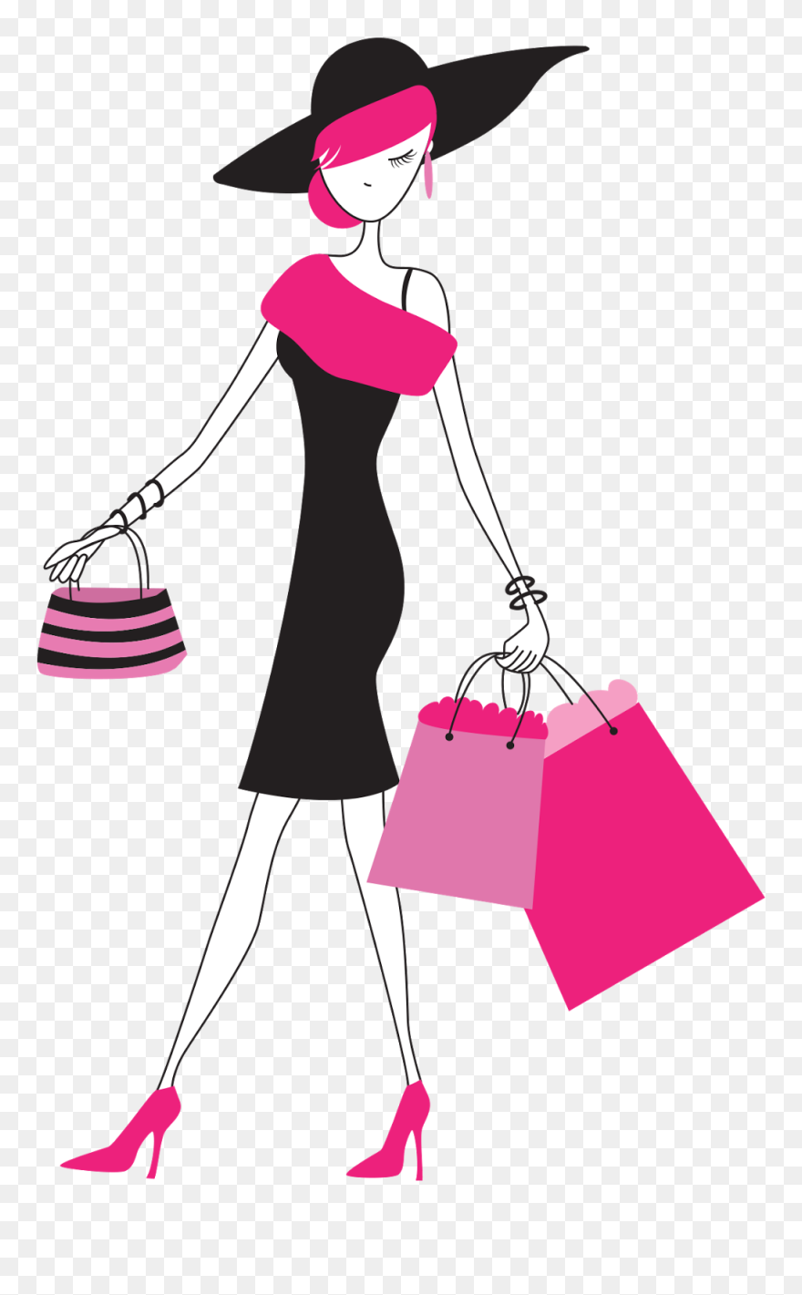 Lady With Shopping Bags Clipart