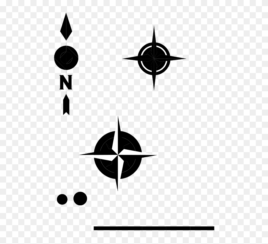 Free Compass - True North Map Symbol Clipart