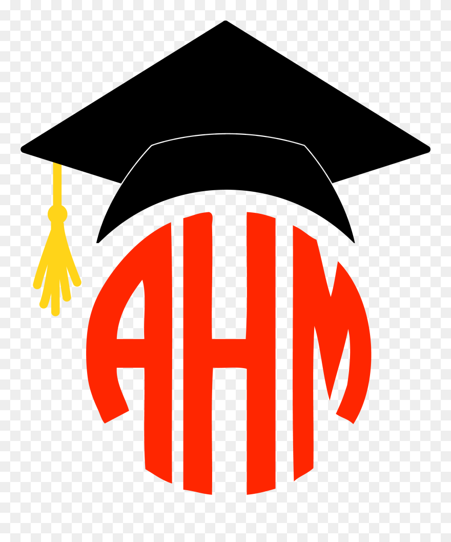 Graduation Cap Monogram Topper - Circle Monogram With Bow Free Svg Clipart