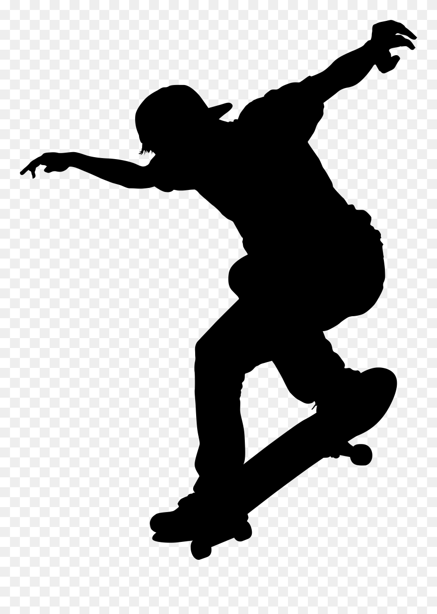 Skateboarding Silhouette Roller Skating Clip Art - Skateboarder Silhouette Png Transparent Png