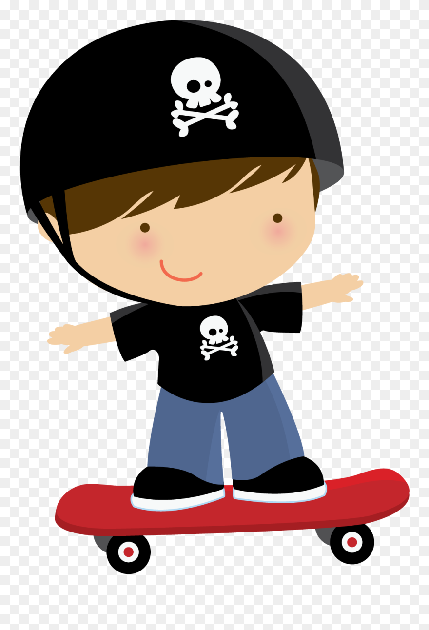 Niño En Patineta Animado Clipart