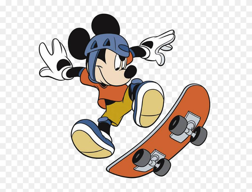 Vector Skate Animated - Mickey Mouse Skateboarding Clipart