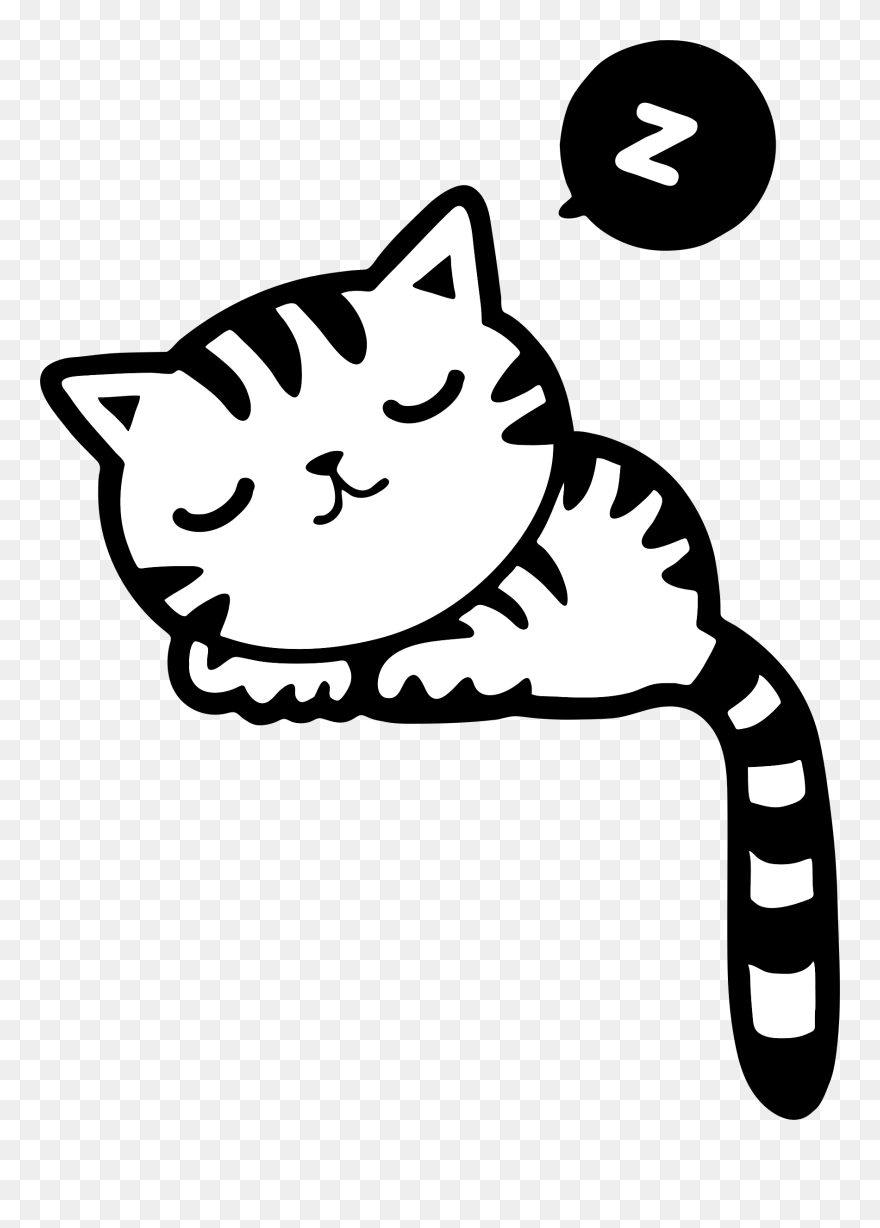 Cat Kitten Clip Art - Cat Cartoon Black And White - Png Download