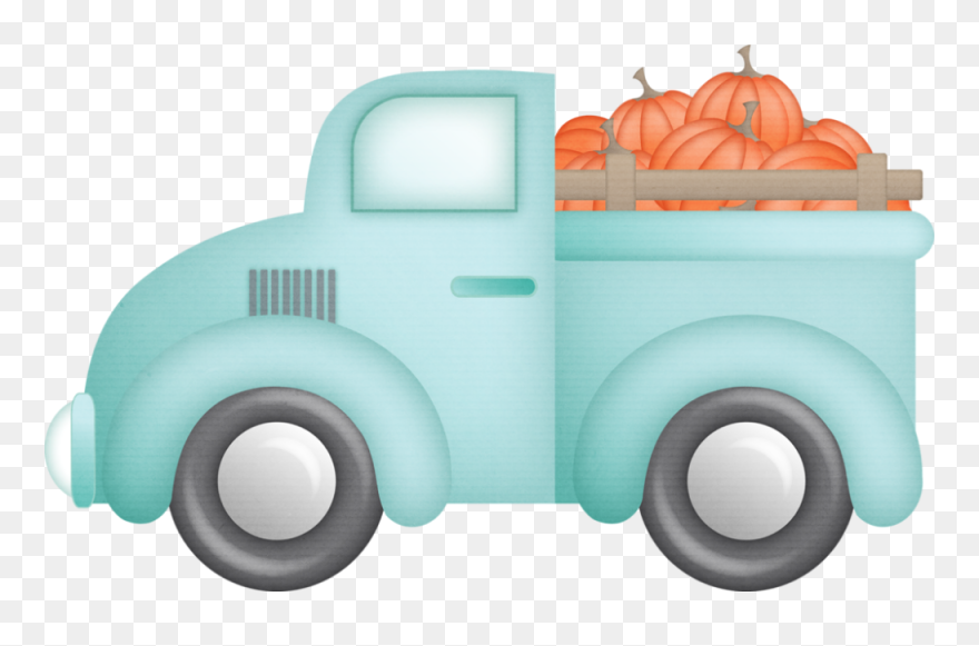 Blue Truck With Pumpkins Clipart - Png Download