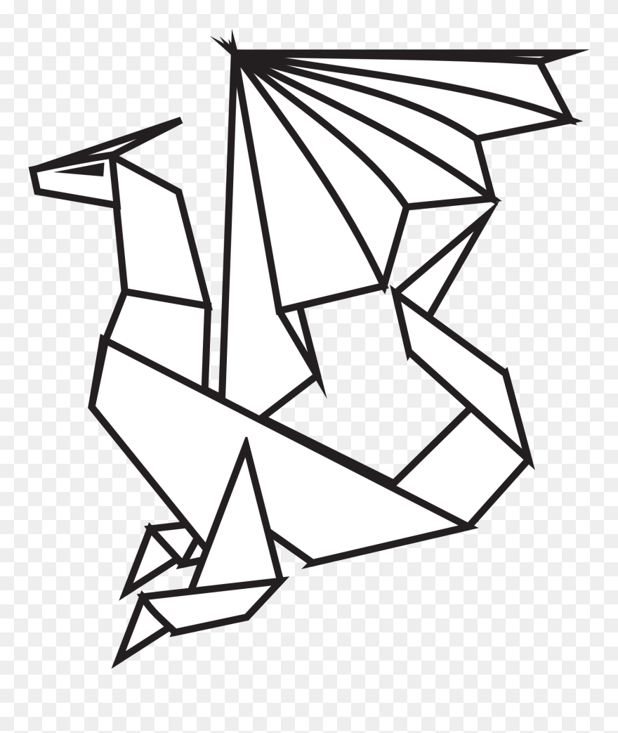 Bearded Dragon Clipart Black And White Paper Clipart - Origami Dragon Black And White - Png Download