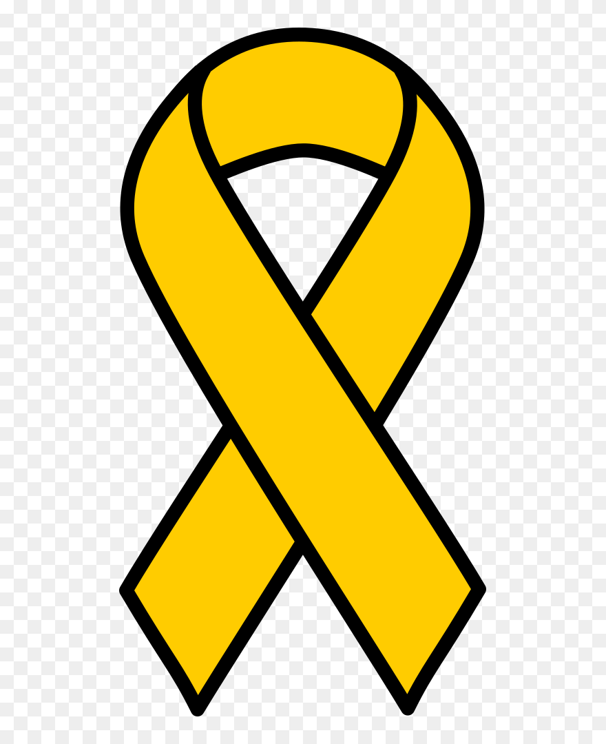 Cross With Cancer Ribbon Clipart Clip Library Stock - Childhood Cancer Yellow Ribbon - Png Download