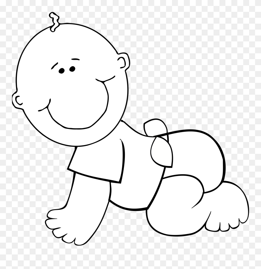 Baby Boy Clipart Black And White - Png Download