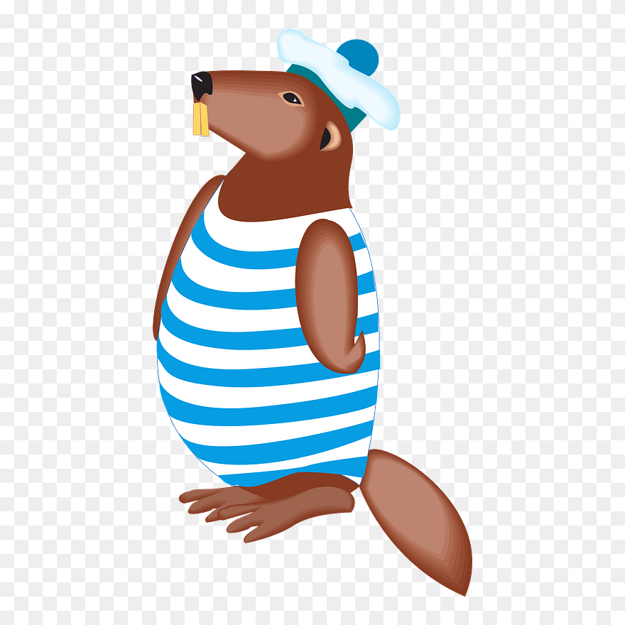 Beaver Sailor Clipart - Beaver Swimsuit - Png Download