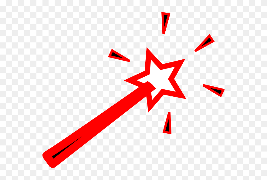 Red Wand Clip Art - Magic Wand Clipart Black And White - Png Download