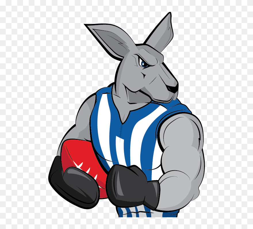 Transparent Kangaroo Clip Art - North Melbourne Kangaroo Cartoon - Png Download